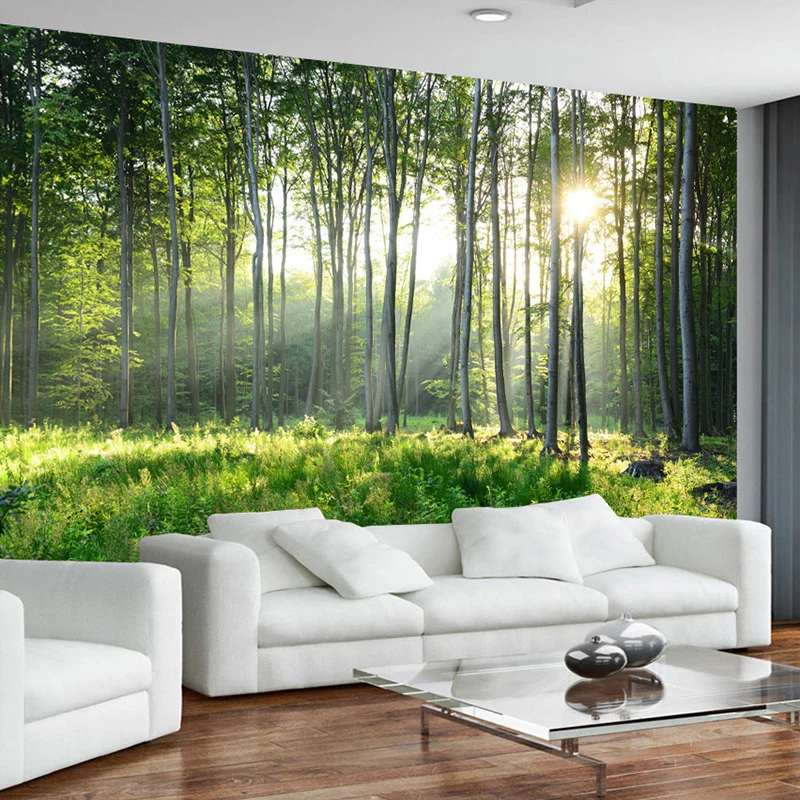  Papel tapiz mural para pared, paisaje natural 3D, papel de pared,  puente forestal, murales de pared 3D, papel tapiz espacial, decoración de  pared de fondo interior (98 pulgadas de ancho x