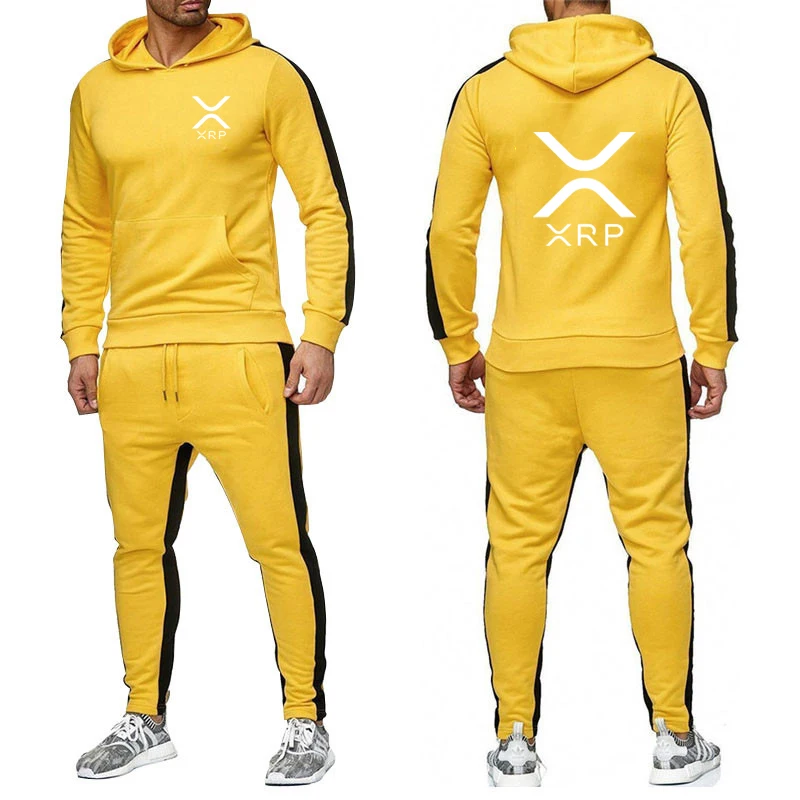 2025 Cryptocurrency Ripple XRP Men Print Spring Autumn Solid Color Two-piece Sets Hoodie + Pants Sports Leisure Comfortabe Suit 5