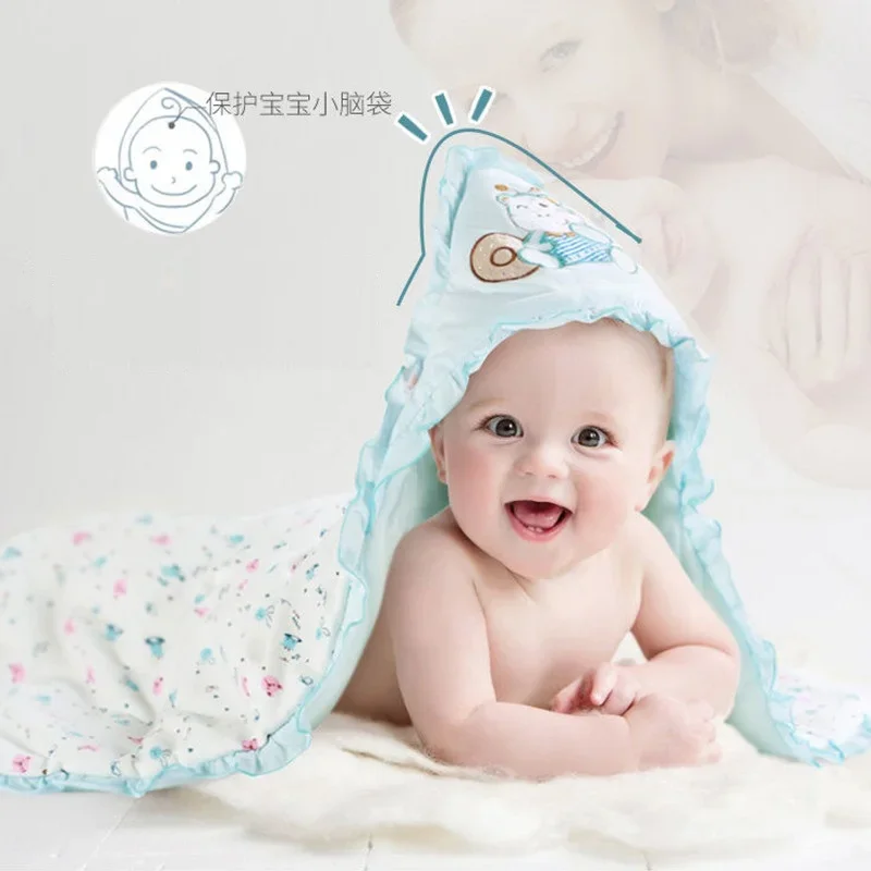 Newborn Cotton Blanket Winter Warm Embroidery Baby Swaddling Blanket Cartoon Envelope Wrap Blankets Baby Boys Girls Bed Quilt 3