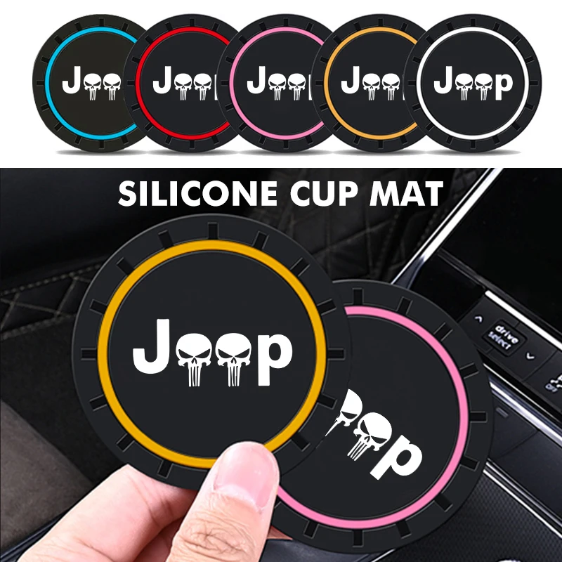 Car Coaster Water Cup Bottle Holder Mat Anti-slip Pad For Jeep Grand Cherokee Compass Patriot Renegade Wrangler 2Pcs cup holder coasters,car coaster pads