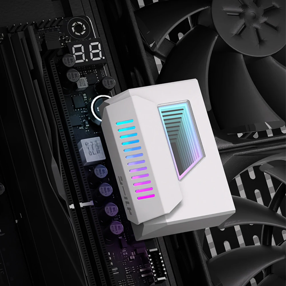 ATX 24 Pin To 180 Degree Power Plug Adapter with Infinity Mirror ARGB Light Female To Male Power Adapter 24-Pin Angle Adapter