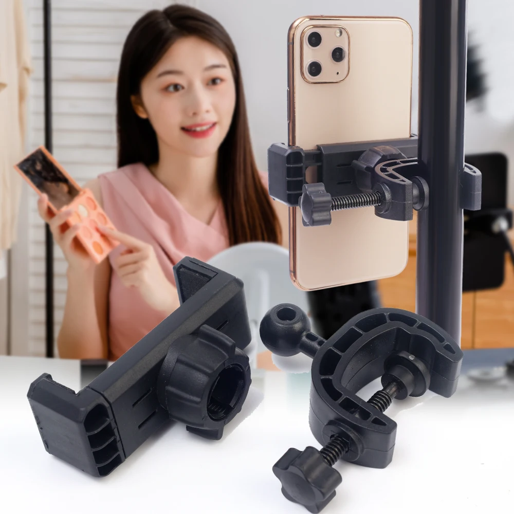 Live Multi-function Tripod Phone Bracket Universal Clip-on CellPhone Holder Webcast Fixed Clip Accessories for iPhone Samsung