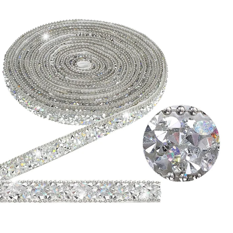 1/2/3 Yards Resin Rhinestone Ribbon Self Adhesive Diamond Ribbon Crystal  Roll Glitter Resin Diamond Belt Bling For DIY Art Craft - AliExpress