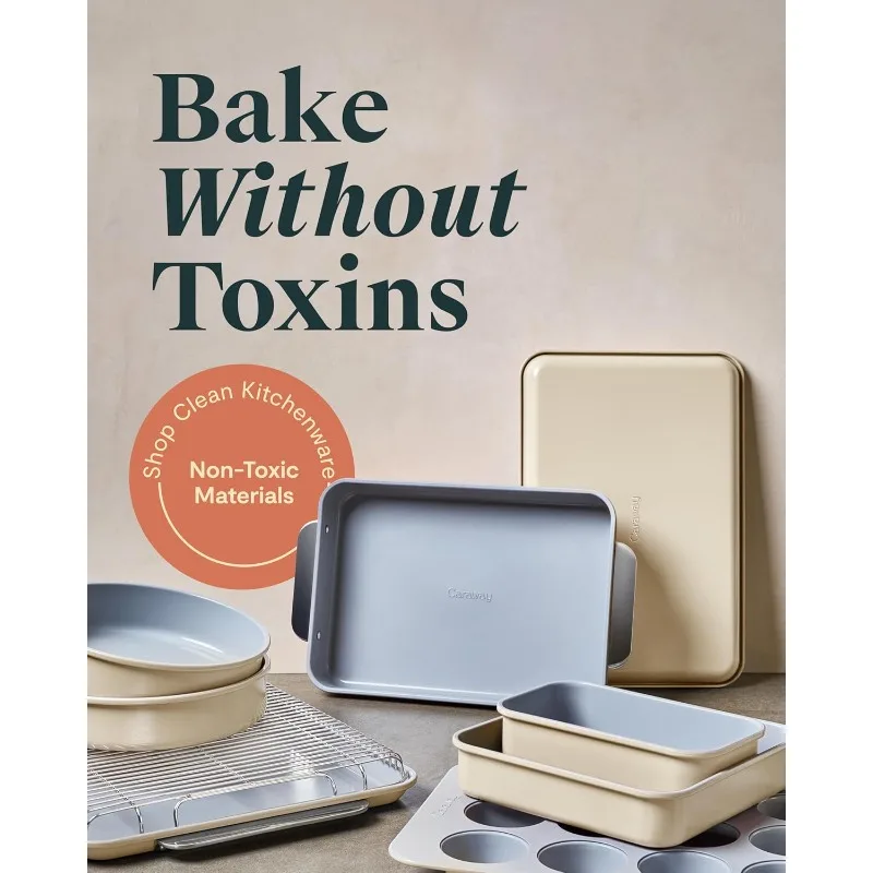 Caraway Nonstick Ceramic Bakeware Set (11 Pieces) - Baking Sheets, Assorted Baking Pans, Cooling Rack, & Storage 2