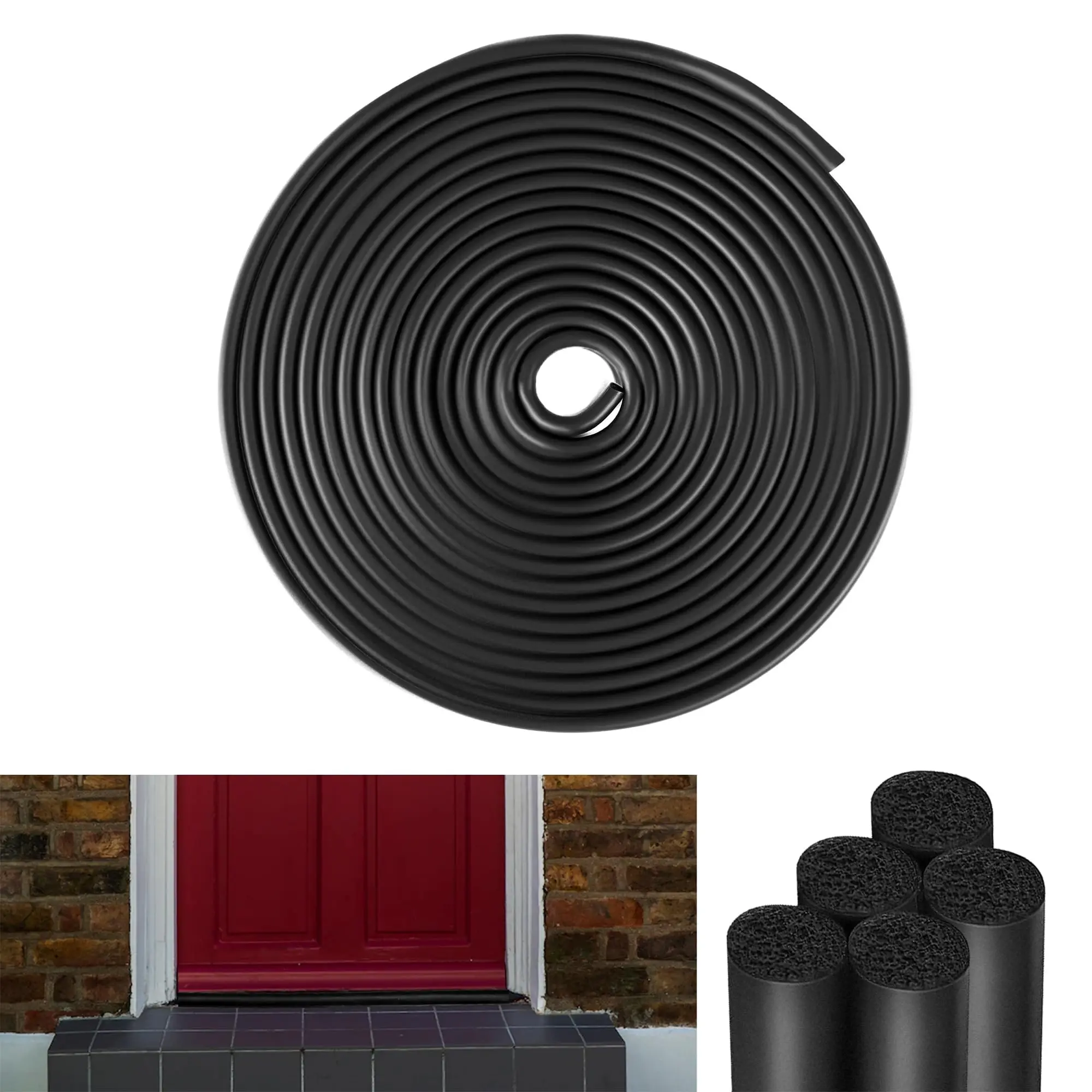Black EPDM Rubber Foam Sealing Strip 2mm~50mm Round Sponge Cord Bar For Cabinet Door Seal For Cabinet Door Seal