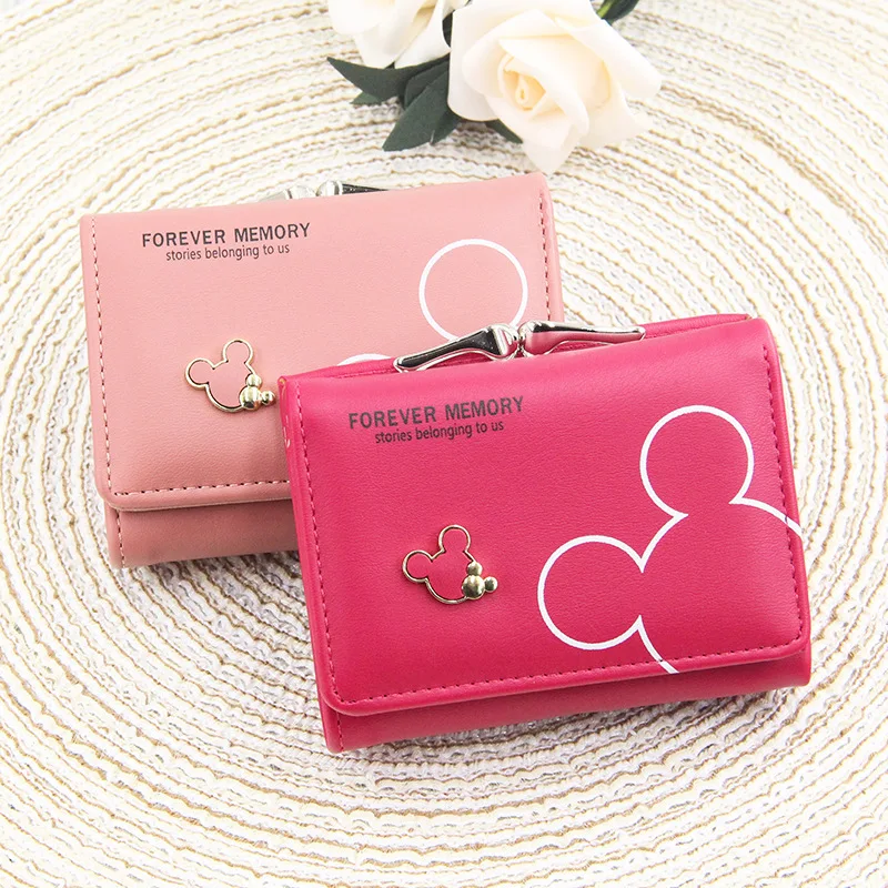 New Women's Wallet Cute Cartoon Letter Printed Students Coin Purse Triple Fold Short Style Wallets for Women Girls Handheld Bags 3