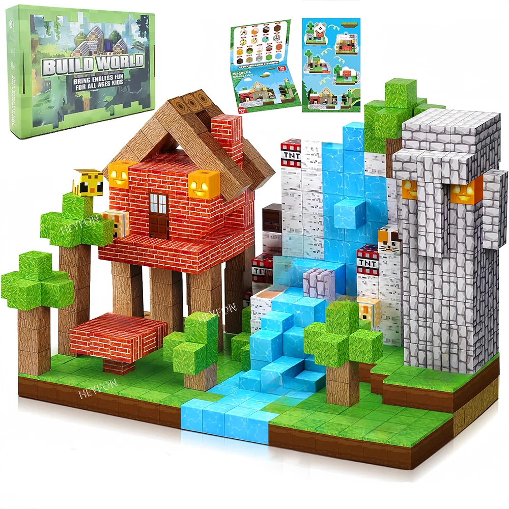 Magnetic Building Blocks Magnetic Blocks Build Mine Magnet World Magic Portal Set Magnetic Construction Building Set Toy For Toddler STEM Sensory Toys magnetic building blocks magnetic assembly toy