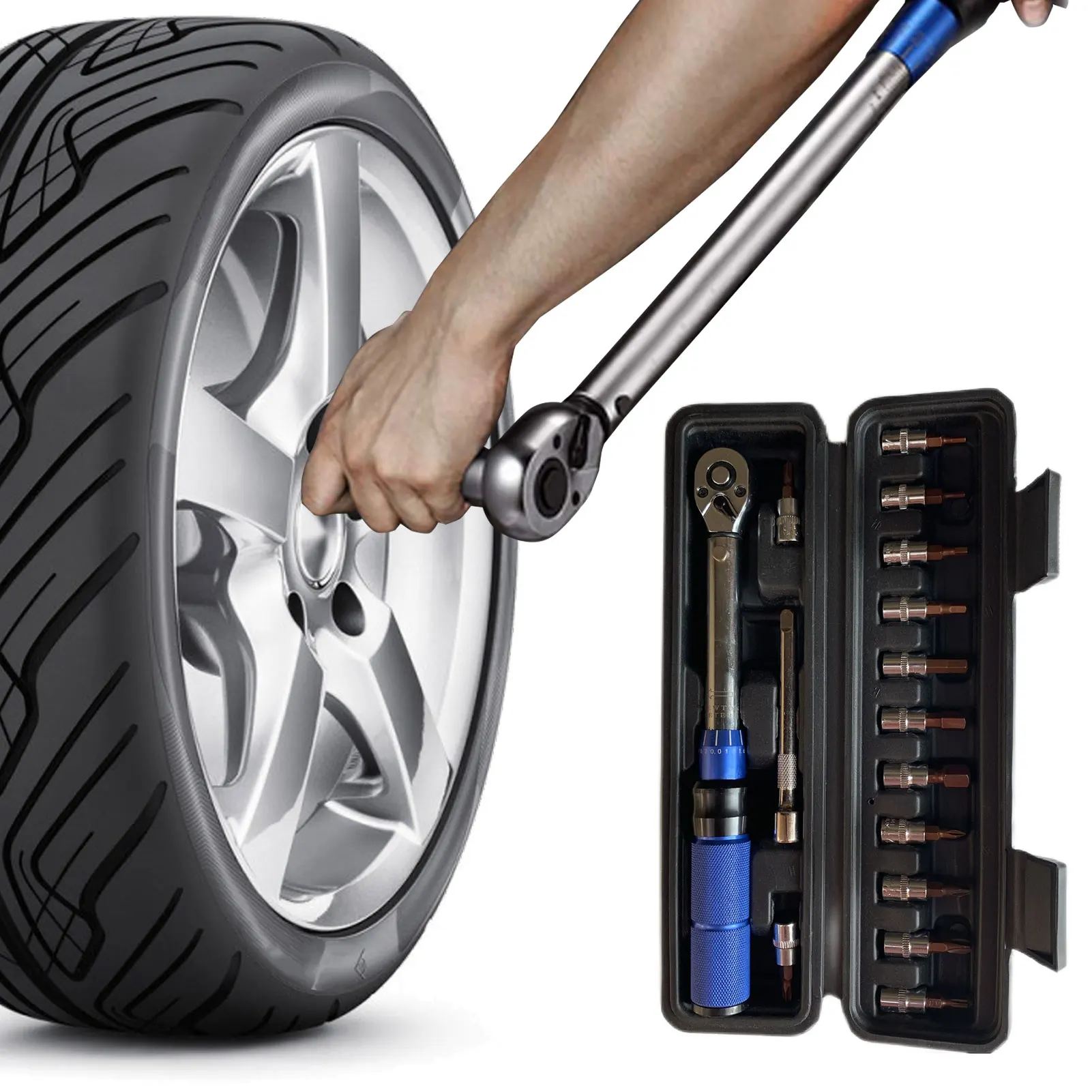 

Drive Socket Set 1/4 Inch Drive Torque Wrench 1/4 Inch Torque Wrench Set Bicycle Torque Kick Wrench Tool Adjustable Bicycle