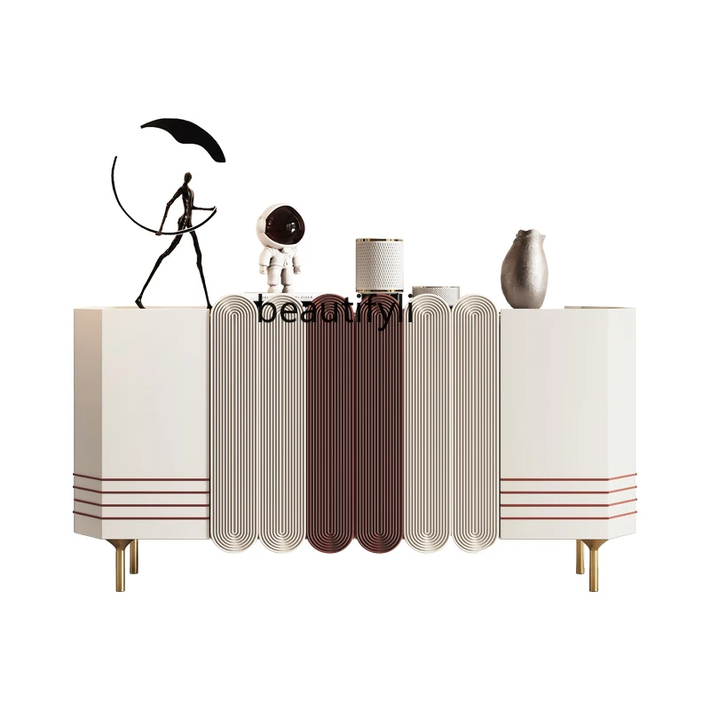 

Luxury Style Household Solid Wood Entrance Cabinet Modern Minimalist Side Cabinet Living Room Stone Plate Sideboard Cabinet