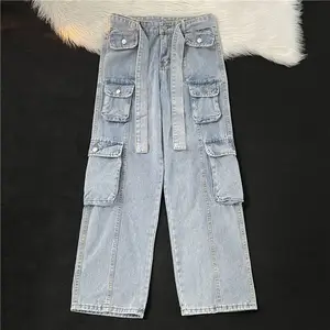 Jeans de diamante feminino 2022 primavera e verão nova moda cintura alta  magro estilo europeu pérola arco split bootcut calças - AliExpress