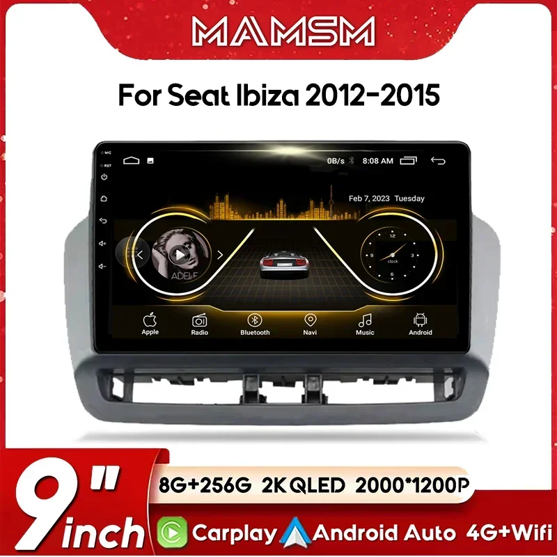 4G 64G Wireless Carplay Android 13 Autoradio 2 Din voor Seat Ibiza 6j