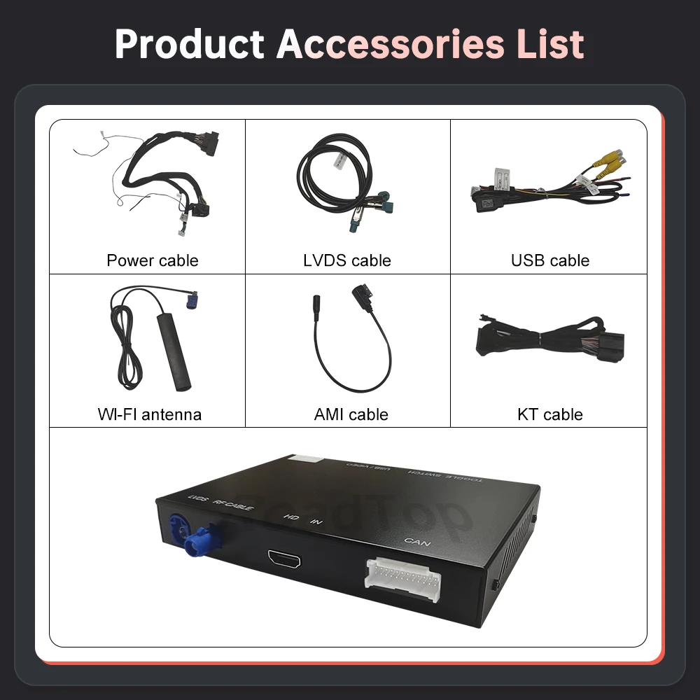 Road Top-decodificador inalámbrico para coche, dispositivo con Android, CarPlay, AirPlay, Mirror Link, cámara trasera, funciones BT, para Audi A3 2013-2018 6