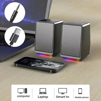 Alternative view of Mini Multimedia Computer Stereo Speakers LED Light TS38 Wired Gaming Sound Box with Subwoofer for Desktop Notebook TV Projector