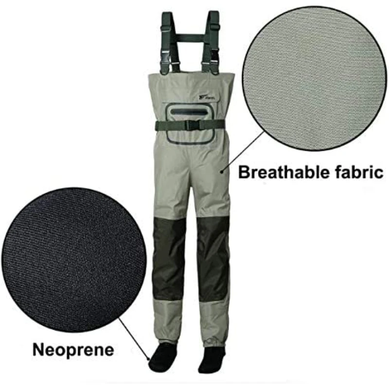 2022 Waterproof and breathable waders fly fishing to neoprene foot