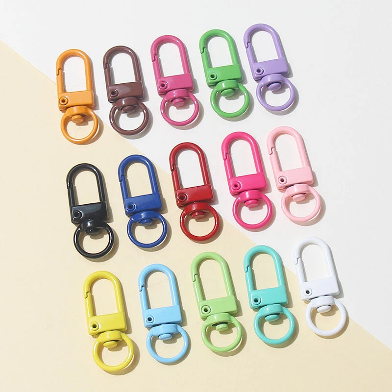 10/50pcs Candy Color Snap Lobster Clasp Hooks for DIY Colorful Trinkets Making Rotating Pet Keychain Dopamine Keyring Accessorie
