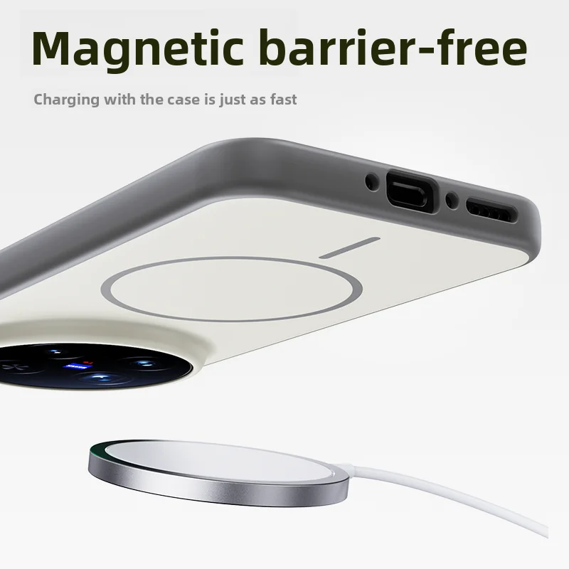 Enhanced Magnetic Wireless Charging Protective Hard Silicone Case - Durable Skin Back Cover