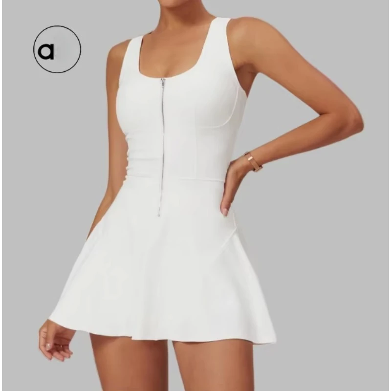 New sports fitness Yoga dress Women's nude skin friendly built-in shorts quick drying tennis dress