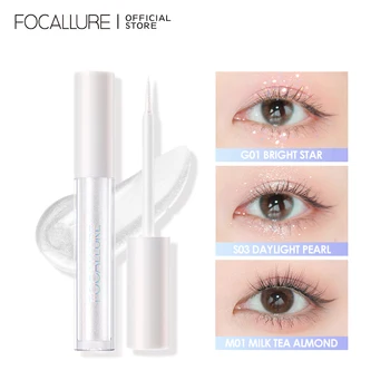 FOCALLURE 매트 글리터 리퀴드 아이 섀도우 쉬머 피그먼트, 방수 속건성, 오래 지속되는 아이 섀도우 메이크업 화장품, 5 가지 색상