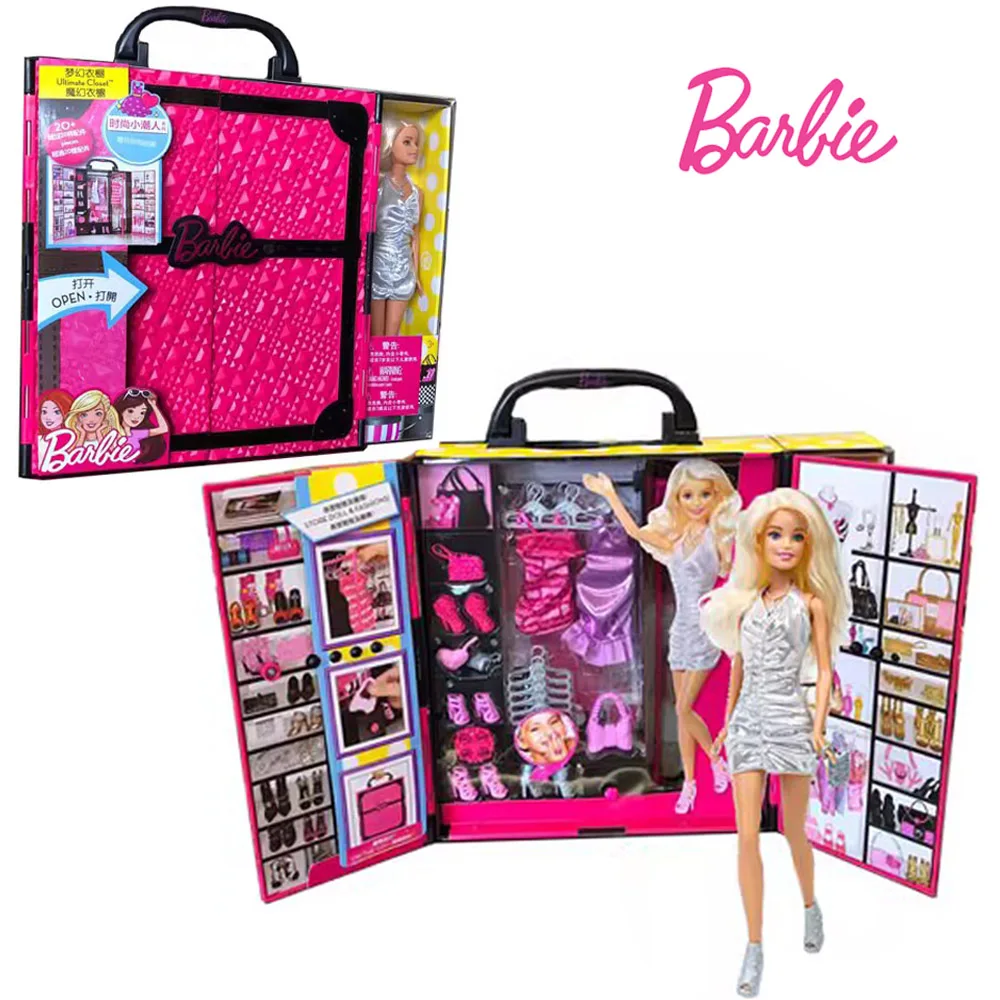 

Barbie Castle Girl Princess Fantasy Wardrobe Toys X4833 Limited Collection Doll Dress Shoes Hair Accessories ABS Large Gift Box