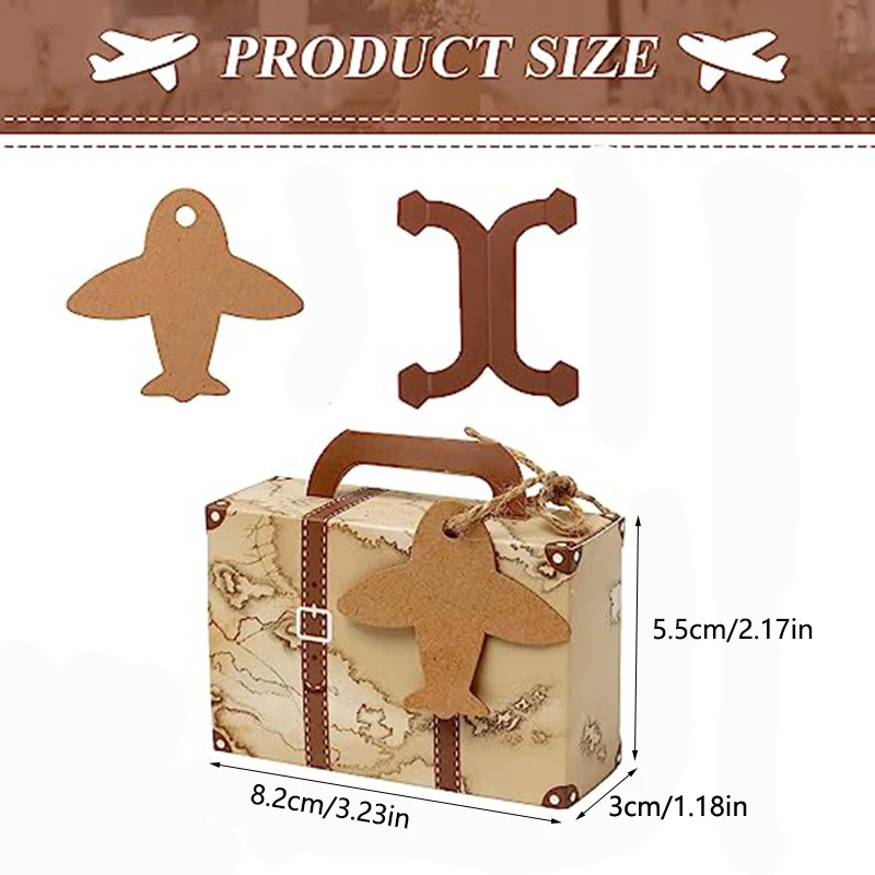 Mini Valise Vintage Boîtes à Bonbons Avec étiquettes Et Ficelle En Toile De Jute Pour Voyage à Thème Fête De Mariage Nuptiale Douche Nuptiale Décoration D'anniversaire
