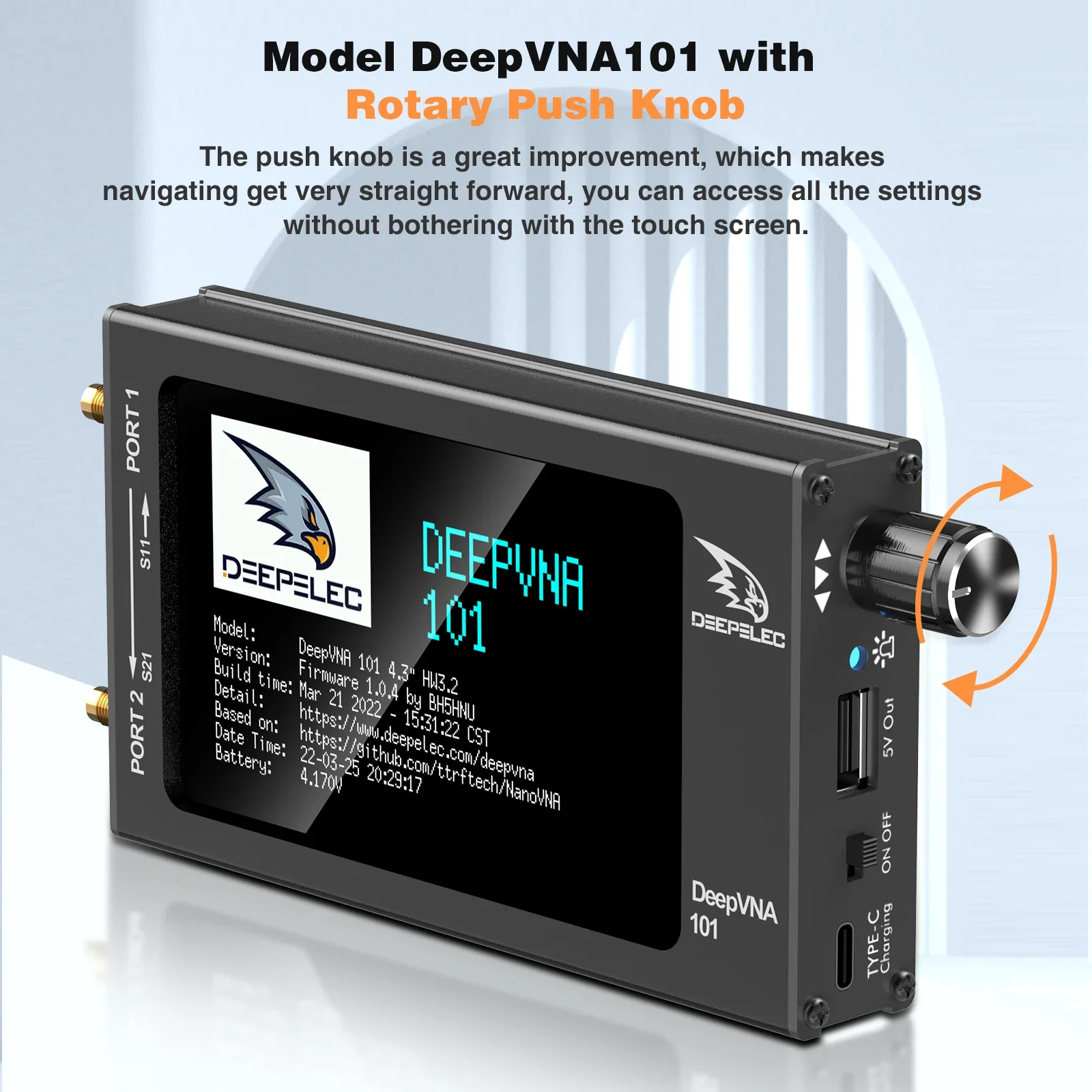 DeepVNA 101 Vector Network Analyzer 4.3 " IPS LCD Screen NanoVNA HF VHF UHF Analyzer Shortwave SWR Meter Plastic V3.2 +Demo Kit