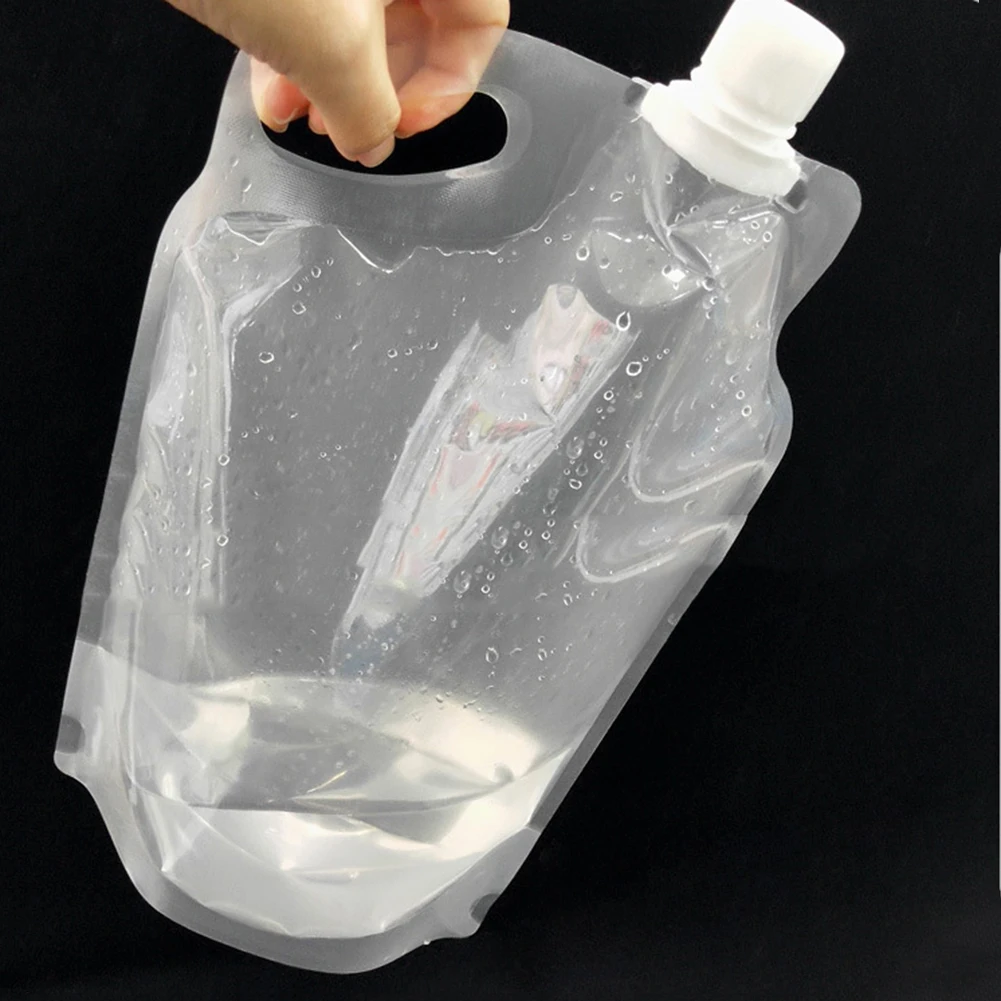 2L 투명한 물 가방 작은 입 손잡이 휴대용 식수 용기 캠핑 하이킹 사이클링을위한 누출 없음