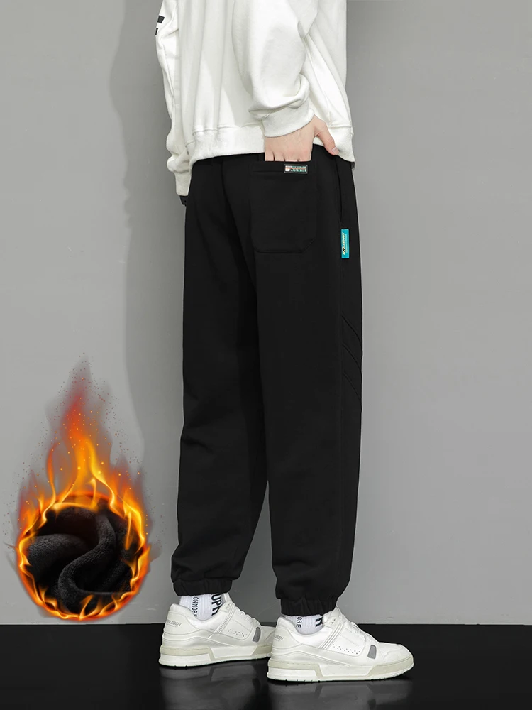 Winter Men's Sweatpants Warm Joggers Big Size 8XL 7XL 6XL Fleece Liner Cotton Sports Pants Colorfull Drawstring Thermal Trousers 2