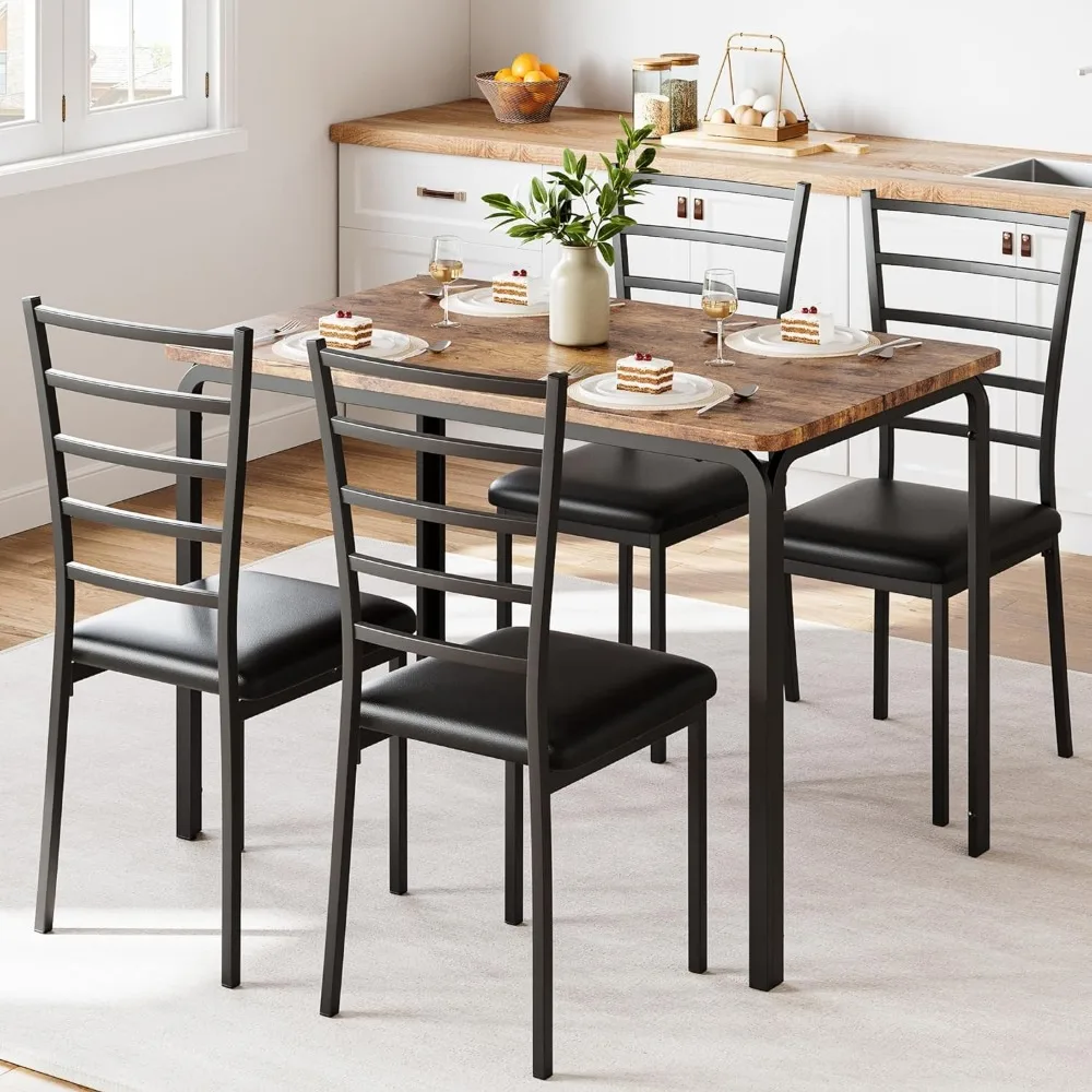 

Dining Table Set for 4, Kitchen Tables and Chairs for 4, 5 Piece Dining Tables Set, Modern Dining Room Table Set