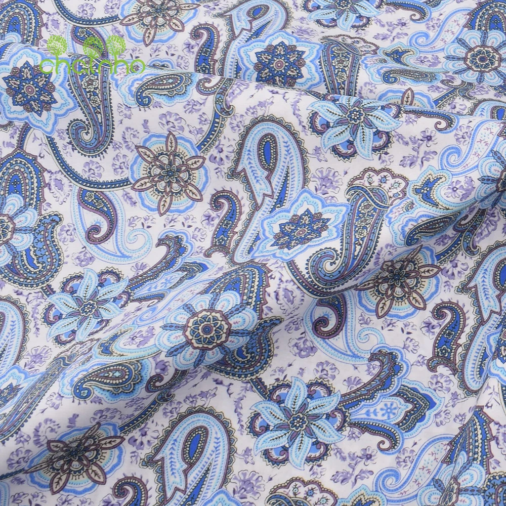 Chainho,Printed Plain Weave Poplin Cotton Fabric,DIY Quilting Sewing Material,Patchwork Cloth,Floral Series,3 Sizes,15PC148