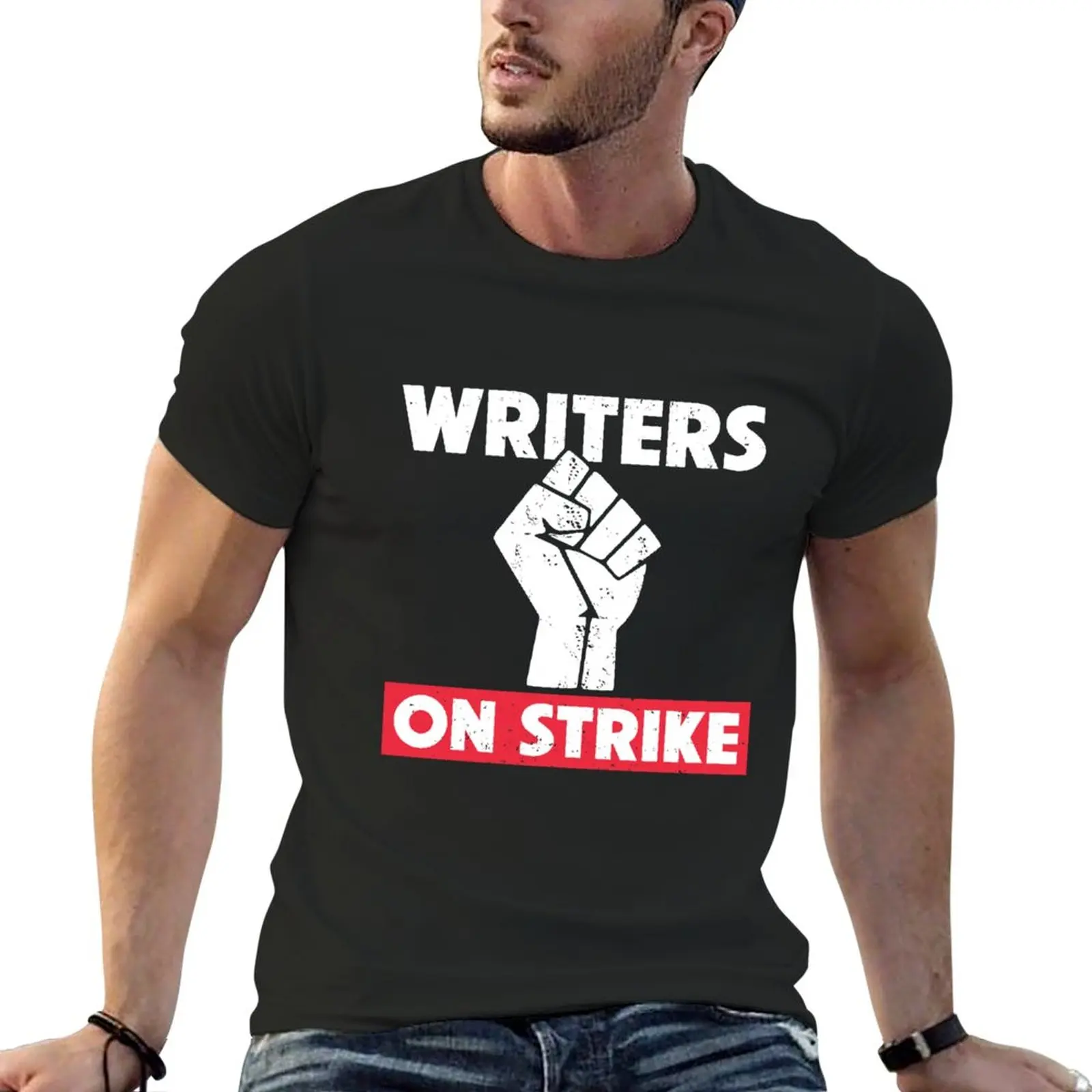New Writers On Strike Wga Strike Anti Ai T-Shirt Anime T-Shirt Divertenti Magliette Da Uomo Pack