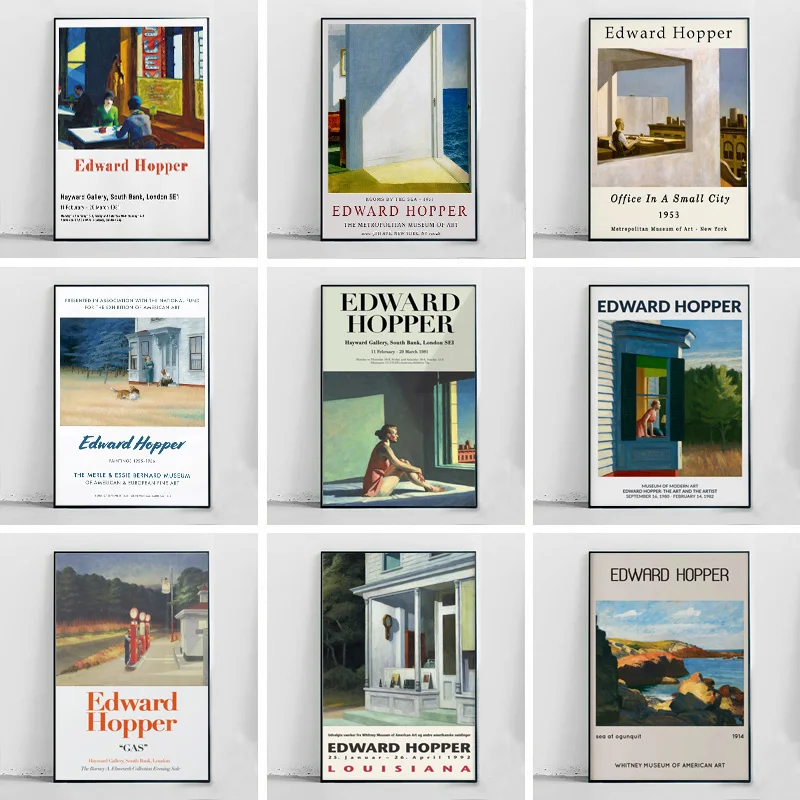NT1384 Poster HD Prints Edward Hopper Nighthawks Exhibition Abstract