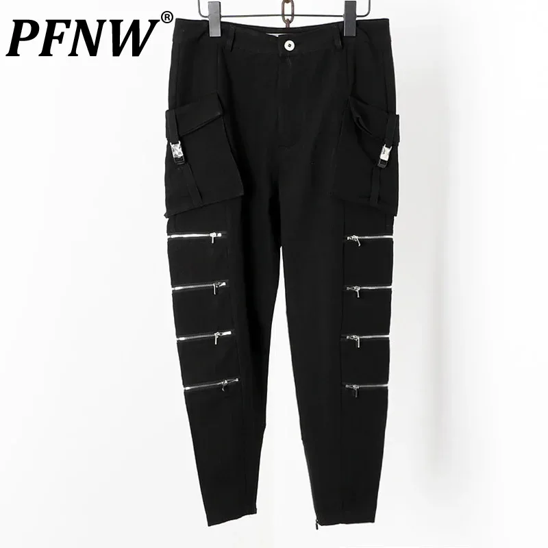 

PFNW Spring Summer Men's Darkwear Zippers Design Ankle-length Pants Fashion Handsome Techwear Tide Low Crotch Trousers 12A9774