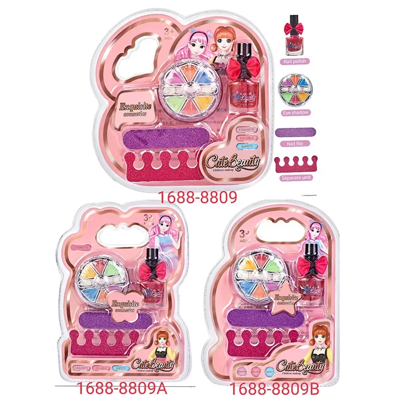 Children Makeup Kit Lipgloss Eyeshadow Nail Polish File Non-toxic Makeup Princess Girl Cosmetics Washable Christmas Gift For Kid 3