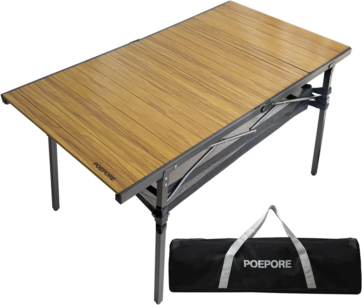 

Large Folding Camping Table Aluminum for 4-6 People 54"X27.6" Roll Up Tall Outdoor Portable Table Lightweight W/ Carry Bag
