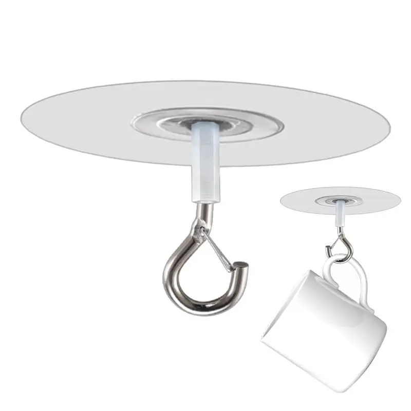 1//3/5/10 pcs Ceiling Hooks Self Stick Heavy Duty Hooks Without Drilling Kitchen Wall Key Hangers for Hanging Plant Wind Chimes