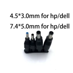 4Pcs/lot 4.5 x 3.0 mm 7.4 x 5.0 mm DC Male to 5.5 x 2.1mm DC Female Power Plug Adapter Connector with chip for DELL for HP