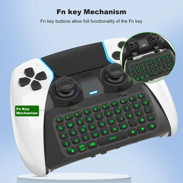 Wireless Controller Keyboard for PS5, Portable Bluetooth Gamepad Chatpad  with Built-in Speaker & Audio Jack for PS 5 