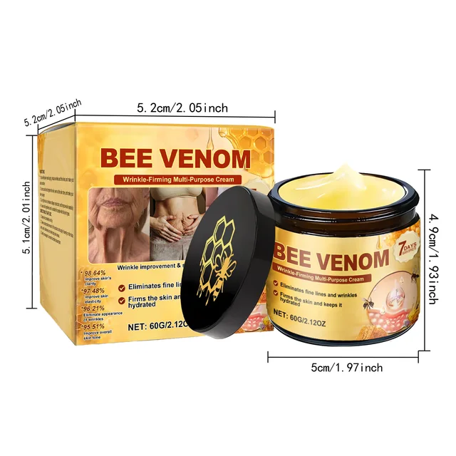 Bee Venom Firming Cream for Sagging Skin Lifting Tightening Anti Wrinkle Fade Fine Lines Hydrating Multi Action Body Cream