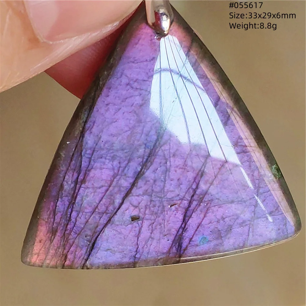 Natural Purple Light Labradorite Pendant Necklace Water Drop Crystal Flash Bead Women Men