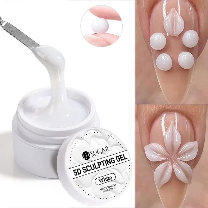 UR SUGAR 15ml Box Extension Nail Gel in Jelly Pink, White, and Clear for French Manicure Nail Art