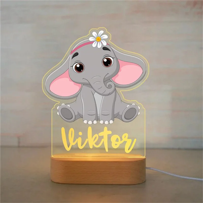 

Custom Elephant Night Lamp Acrylic Desktop Nightlight Birthday Gift For Boys Girl Decorative Bedroom Nightlamp Animal Table Lamp