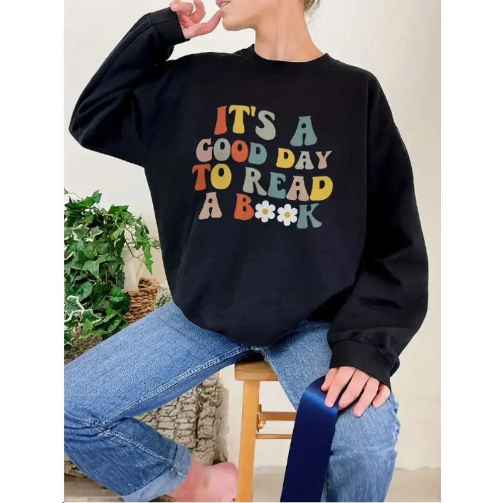 Letter Print Sweatshirt Casual Long Sleeve Pullovers Crew Neck Sweatshirts For Spring & Fall Women's Clothing Hoodies fall gnomes hoodies gnome thankful kawaii clothes fall sweatshirt thankful pumpkin sweatshirt fall sweatshirts