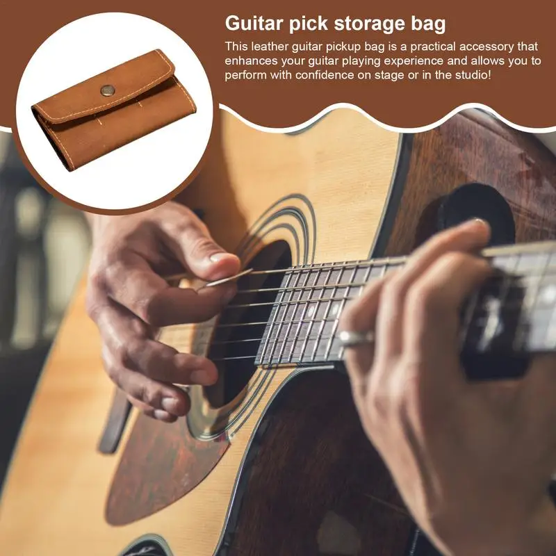 Guitar Pick Holder PU Leather Guitar Pick Holder Jewelry Organizers Acoustic Picks Box Picks