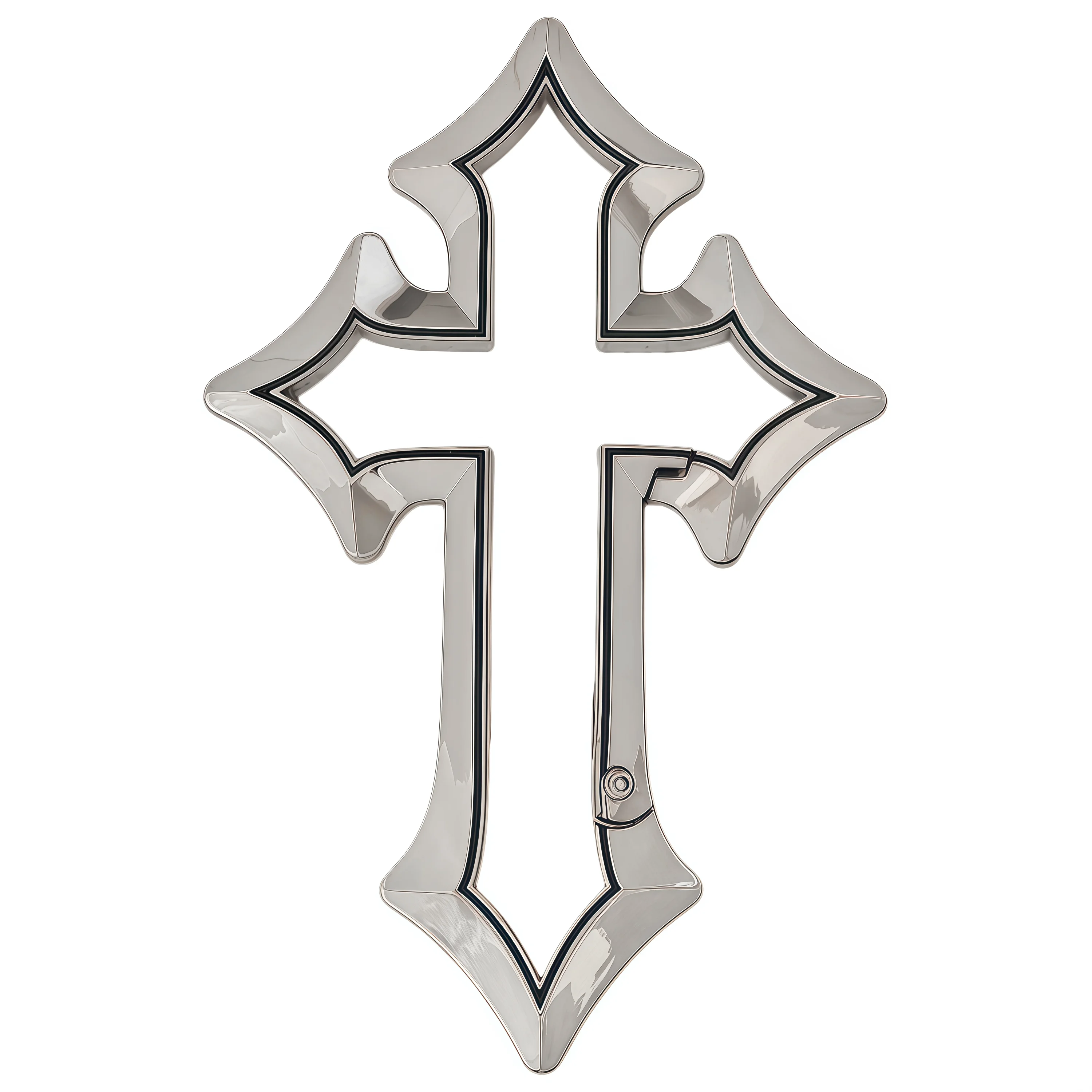 Dual-Tone Silver Cross Keychain: Irregular Lobster Clasp Bag Charm & Streetwear Styling Accessory