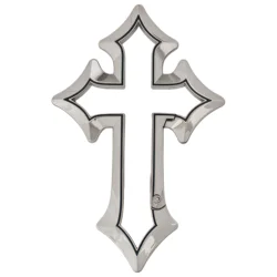 Dual - Tone Silver Cross Keychain: Irregular Lobster Clasp Bag Charm & Streetwear Styling Accessory (Bright Silvery)