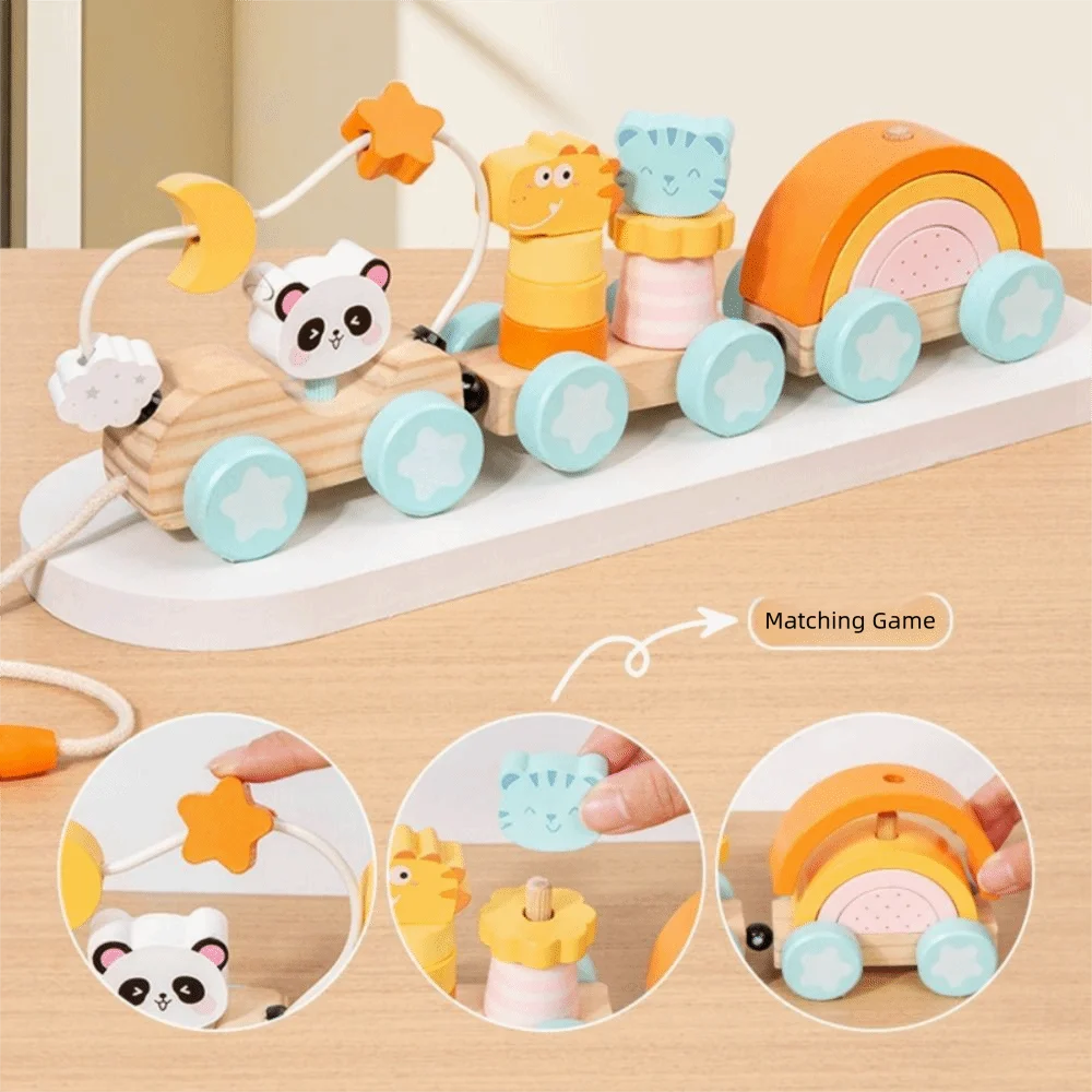 Number/Animal Magnetic Wooden Train Toys Mathematical Operation Exercises Hand-eye Coordination Montessori Number Train Set