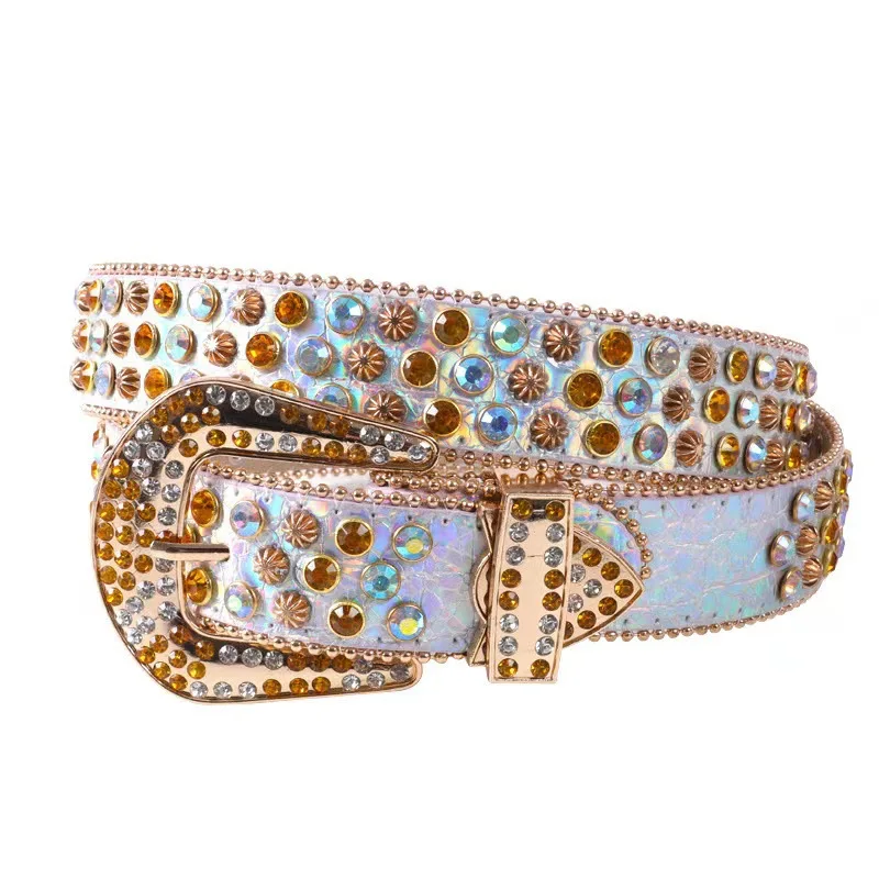 

Luxury Bling Rhinestone Belts for Women Fashion Cowgirl Western Studded Belt for Men Jeans Pants Crystal Diamond Leather Belts
