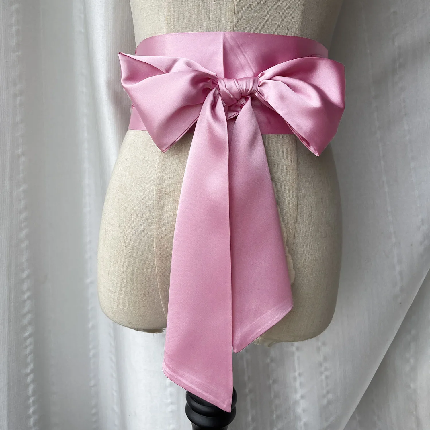 Elegant Satin Bow Corset Belt - Wide Waistband in Multiple Colors
