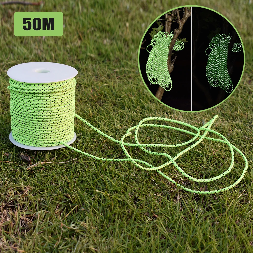 50MReflectiveParacord25mmParachuteCordOutdoorCampingsurvivalRopeUmbrellaTentLanyard