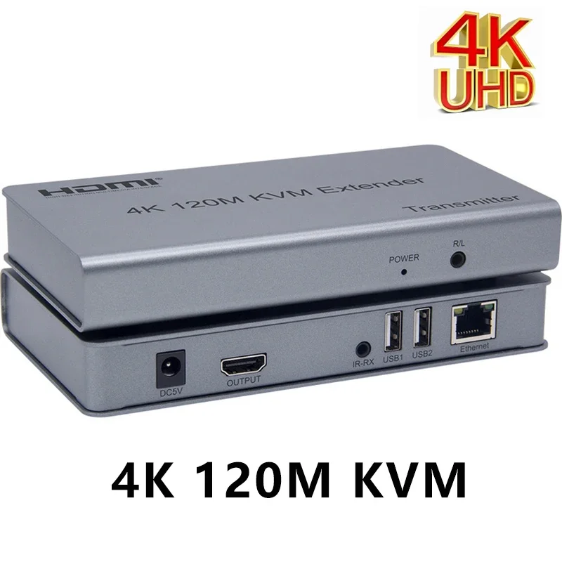 Extender Kvm Hdmi 4K 120M Su Cavo Cat5E/6 Hdmi Usb Ethernet Extender Trasmetti Con Loop Out Supporto Per Il Controllo Ir Tastiera Del Mouse